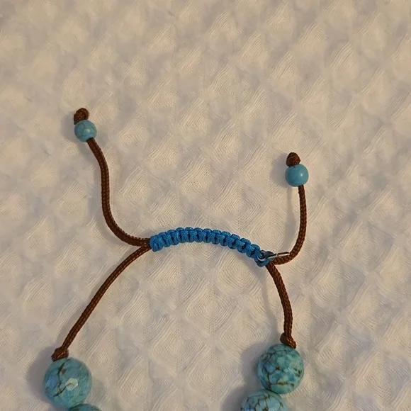 SILPADA Sterling Silver .925 Turquoise Faceted Bead Brown String Bracelet - Picture 3 of 3
